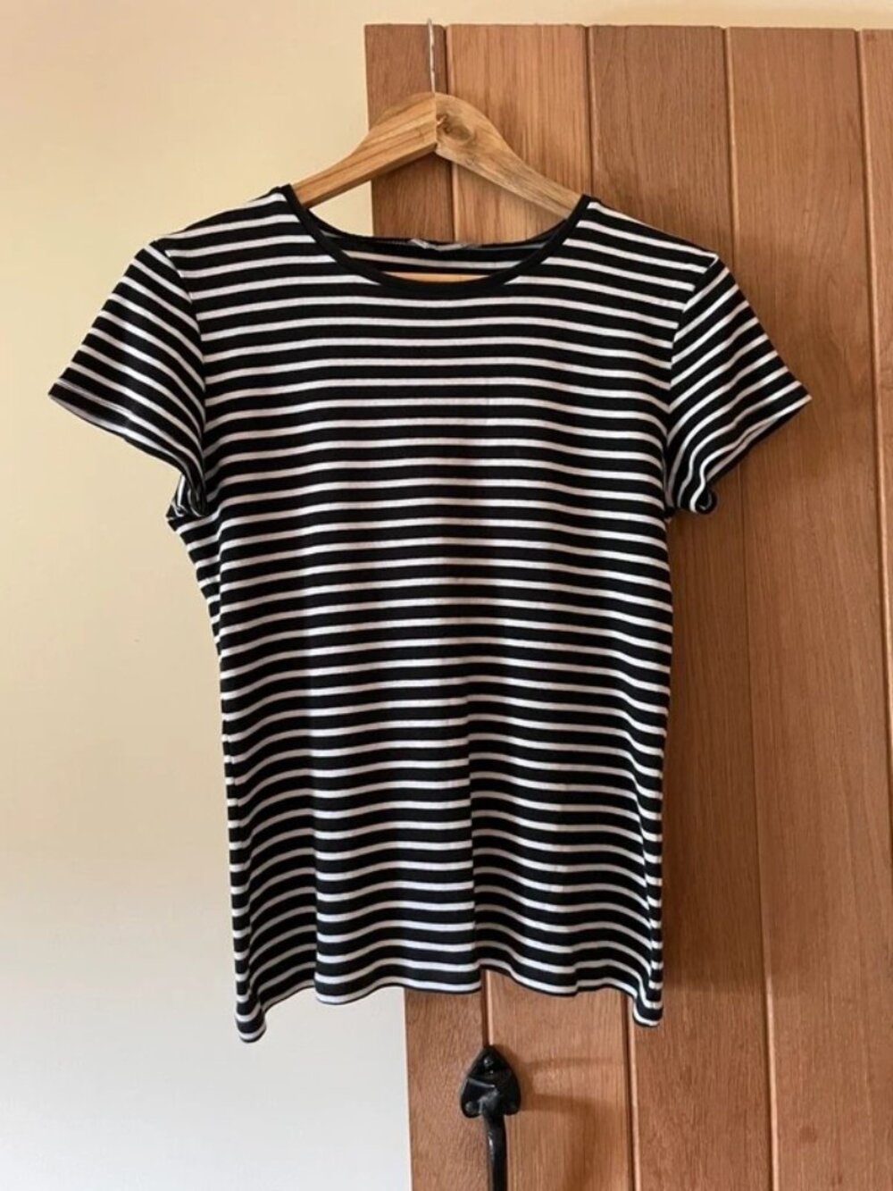 Ladies Black & White Striped T-Shirt